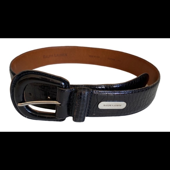 Ralph Lauren Brown Silver Croc Embossed Belt Small - Picture 5 of 16